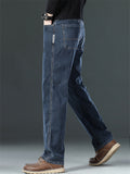 Mens Summer Classic Washed Straight Leg Relaxed Fit Denim Jeans
