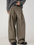 Men's Chic Solid Color Pleated Drape Straight Suit Pants