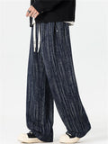 Ens Baggy Wide Leg Textured Stripe Streetwear Casual Pants