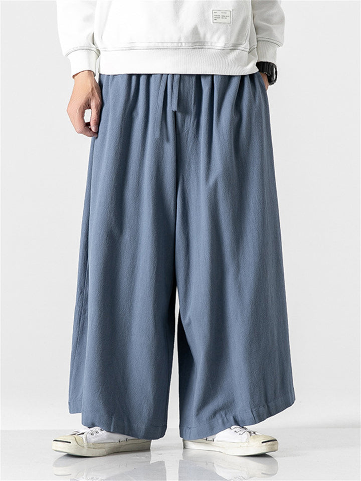 Chinese Style Men's Plus Size Wide Leg Pants