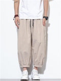Men's Summer Casual Striped Wide Leg Beach Cropped Pants