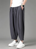 Men Japanese Style Ice Silk Quick Dry Baggy Harem Joggers Pants