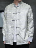 Men's Chinese Style Wavy Pattern Brocade Tangsuit Jacket Mandarin Collar