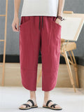 Men's Comfy Cotton Linen Cropped Pants for Summer