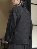 Chinese Zen Style Jacquard Slant Placket Tie Waist Hanfu Cardigan Shirts