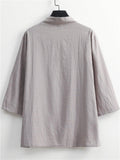 Men's 2Pcs Summer Casual Comfy V Neck Lapel 3/4 Sleeve Solid Color Outfits