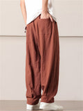 Men's Chinese Style Simple Casual Baggy Linen Blend Harem Pants