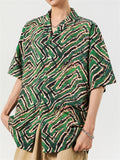 Men's Holiday Style Print Casual Lapel Short Sleeve Shirts
