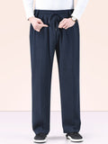 Men's Comfy Elastic Waist Straight Leg Casual Cotton Pants