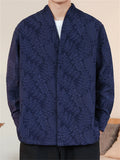 Men Chinese Style Vintage Floral Print Button Up Long Sleeve Shirts