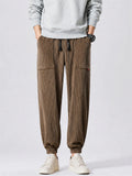 Mens Corduroy Relaxed Fit Utility Cargo Jogger Pants with Pockets