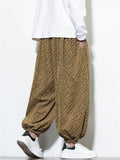 Male's Retro Geometric Texture Printed Wide Leg Bloomers Pants