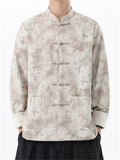 Chinese Style Butterfly Print Stand Collar Jacket Casual Loose Fit for Men