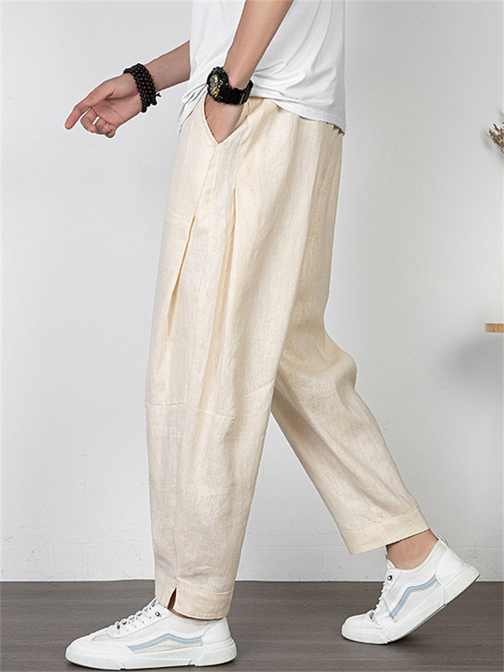Men's Summer Comfy Solid Color Linen Straight Pants