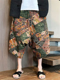 Men's Summer Ethnic Style Beach Bloomers Drop Crotch Capri Pants