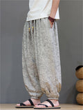 Men Ice Silk Ethnic Style Casual Baggy Harem Joggers Pants