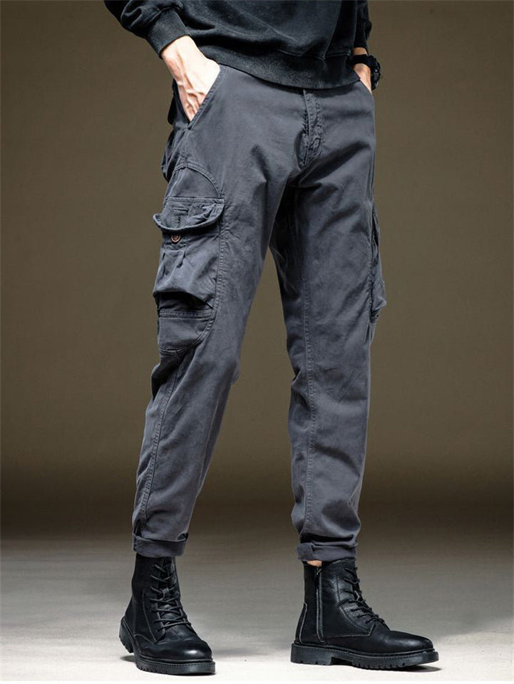 Men's Simple Regular Fit Casual Cargo Pants with Multiple Pockets‌