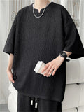 Men's Ice Silk Texture Plisse Oversized Short Sleeve Shirts