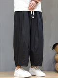Men's Summer Casual Drawstring Wide Leg Cropped Pants