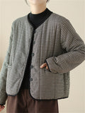 Women's Autumn Vintage Plaid Button Up Pockets Long Sleeve Coats