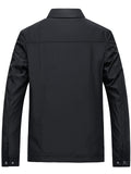 Middle-aged Men's Autumn Casual Solid Color Lapel Zip Up Jackets