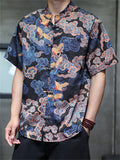 Men's Summer Cool Chinese Style Printed Frog Button TangSuit Shirts