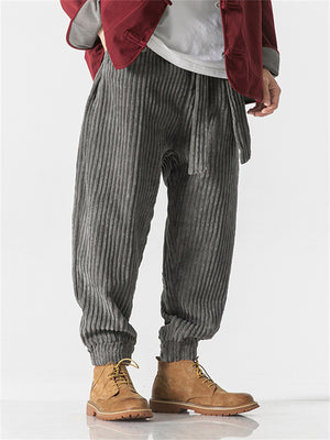 Men's Cozy Popular Corduroy Stripe Waistband Pants