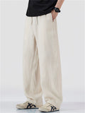 Men's Japanese Style Loose Fit Casual Cotton Linen Wide Leg Pants