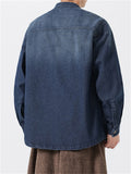 Chinese Style Retro Loose Frog Button Denim Jacket for Men