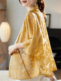 Women's Yellow Beaded BatWing Sleeve Cardigan Shirts