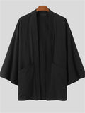 Men's Cool Japanese Style BatWing Sleeved Black Kimono Shirt