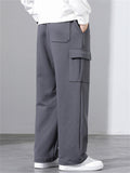 Men Casual Cargo Sweatpants Drawstring Baggy Wide Leg Pants