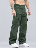 Men Vintage Straight Leg Multi Pocket Cargo Denim Pants