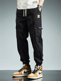 Men's Casual Workwear Loose Fit Jogger Cropped Pants with Pockets