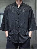 Men's Summer Casual Chinese Style Clouds Jacquard Half Sleeve TangSuit Shirt