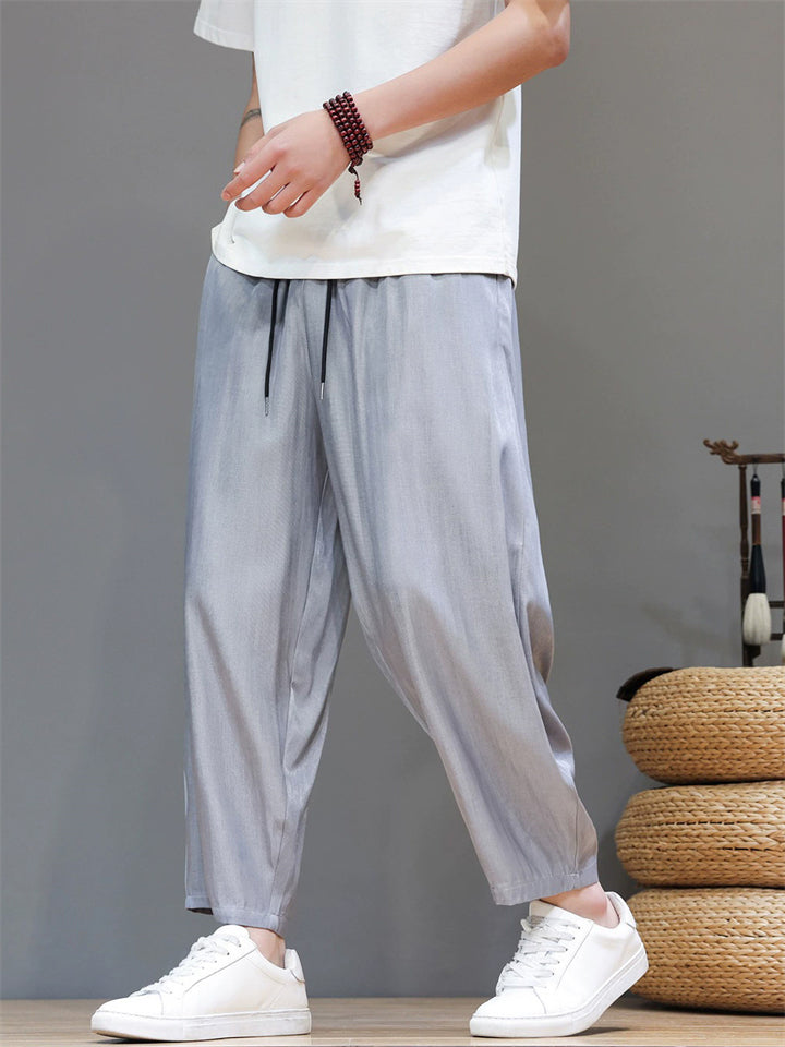 Men Loose Summer Casual Baggy Harem Cropped Pants