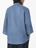 Men's Comfort Super Thin Ramie Fabric Shirts with Bracelet Length Sleeves