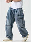 High Street Casual Patchwork Pockets Cargo Jeans for Men