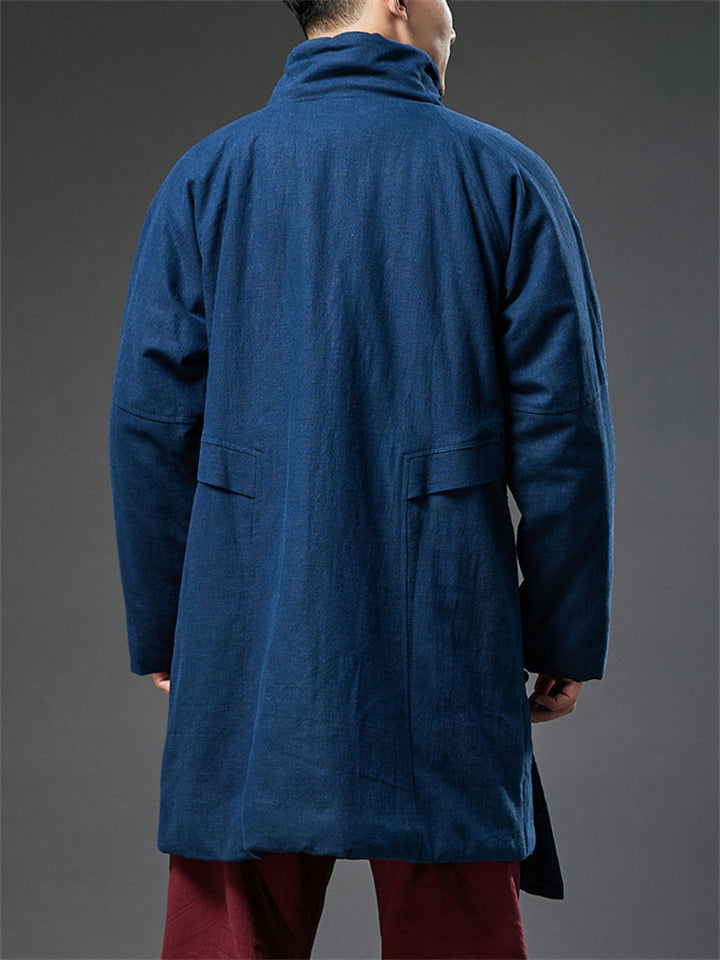 ‌Mandarin Collar Chinese Ethnic Style Frog Button Men's Warm Coats