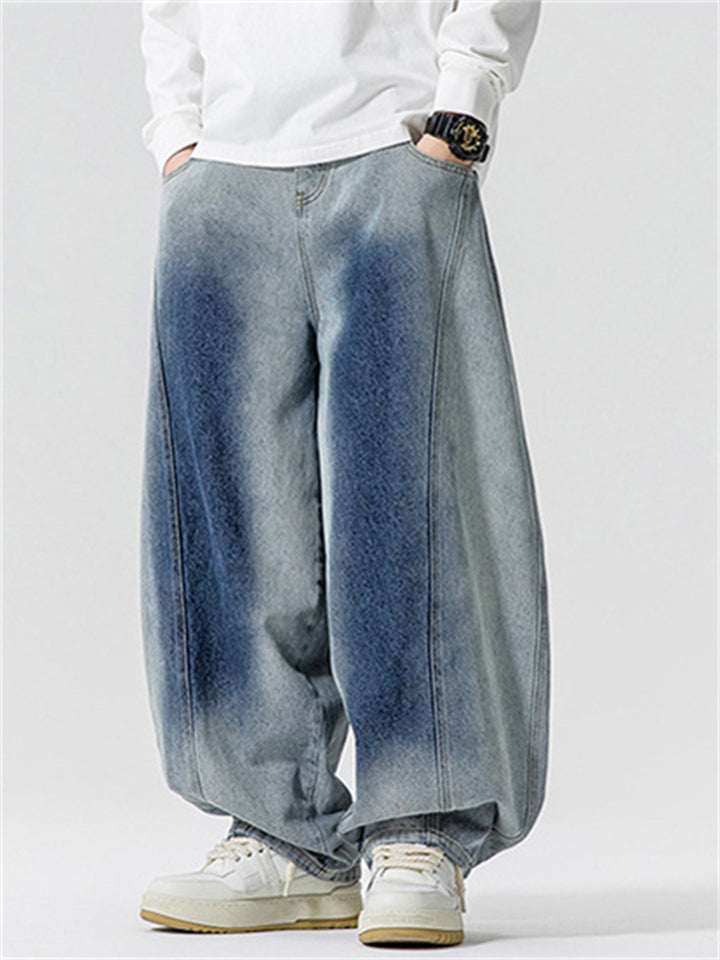 Men's Trendy Hiphop Style Distressed Gradient Wide Leg Jeans