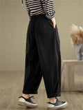 Women's Retro Solid Color Wide-Leg Harem Pants