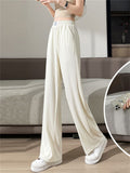 Women's Summer Ice Silk High Waisted Drape Wide Leg Pants