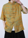 Oriental Style Casual Print Short Sleeve Shirts for Men