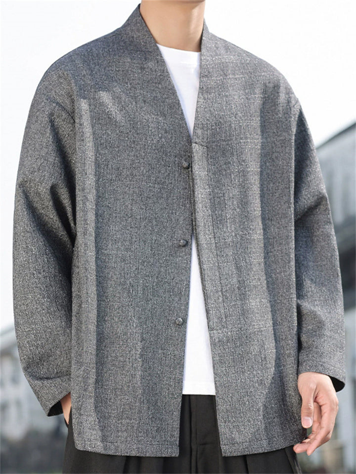 Men's Autumn Solid Color Concealed Placket Cardigan Jackets