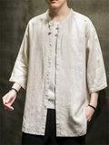 Men's Chinese Zen Style Solid Color Cotton Linen Shirts