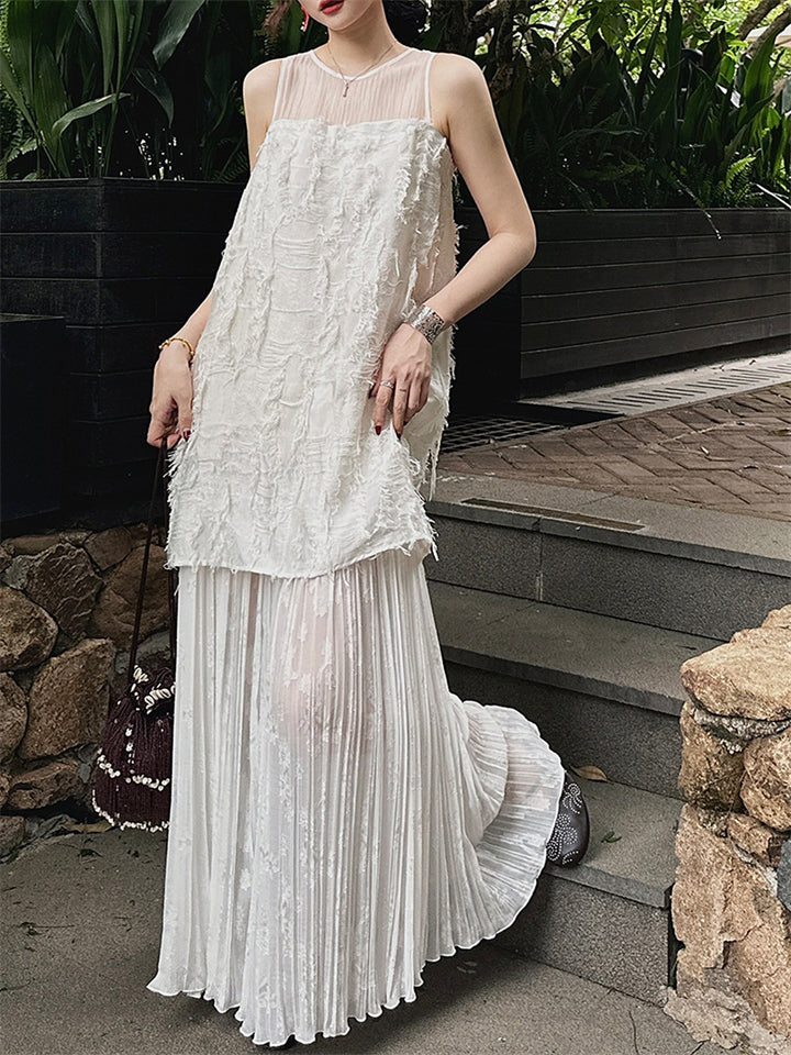 Women's Summer Elegant Patchwork Round Neck Sleeveless Dress