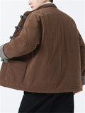 Male Unique Corduroy Contrast Color Long Sleeve Coats