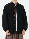 Chinese Style Retro Solid Color Corduroy Jacket for Men