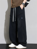 Men Plus Size Drawstring Wide Leg Jeans Elastic Waist Baggy Cargo Denim