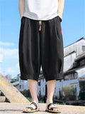 Mens Ice Silk Blend Baggy Cropped Summer Harem Pants
